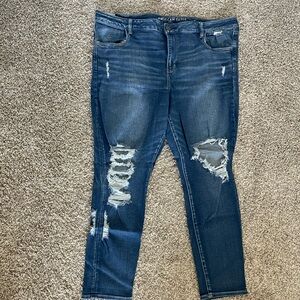 American Eagle Outfitters Medium Blue Ripped Stretch Jeggings